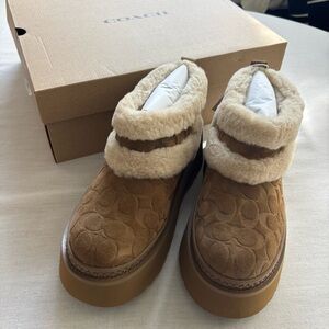 NEW Coach Christina Signature Suede Bootie Tobacco 9 | Wool Cozy Chic